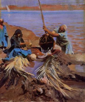 約翰 辛格 薩金特 Egyptians Raising Water from the Nile